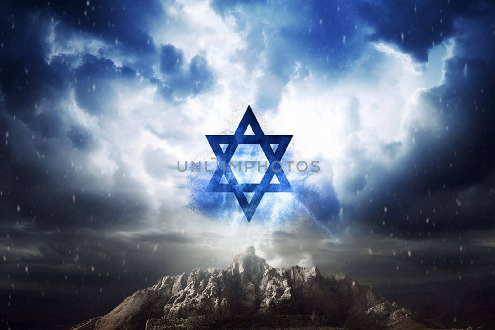 Star of David, Hexagram jewish star, flag of Israel, seal of Solomon, generative AI