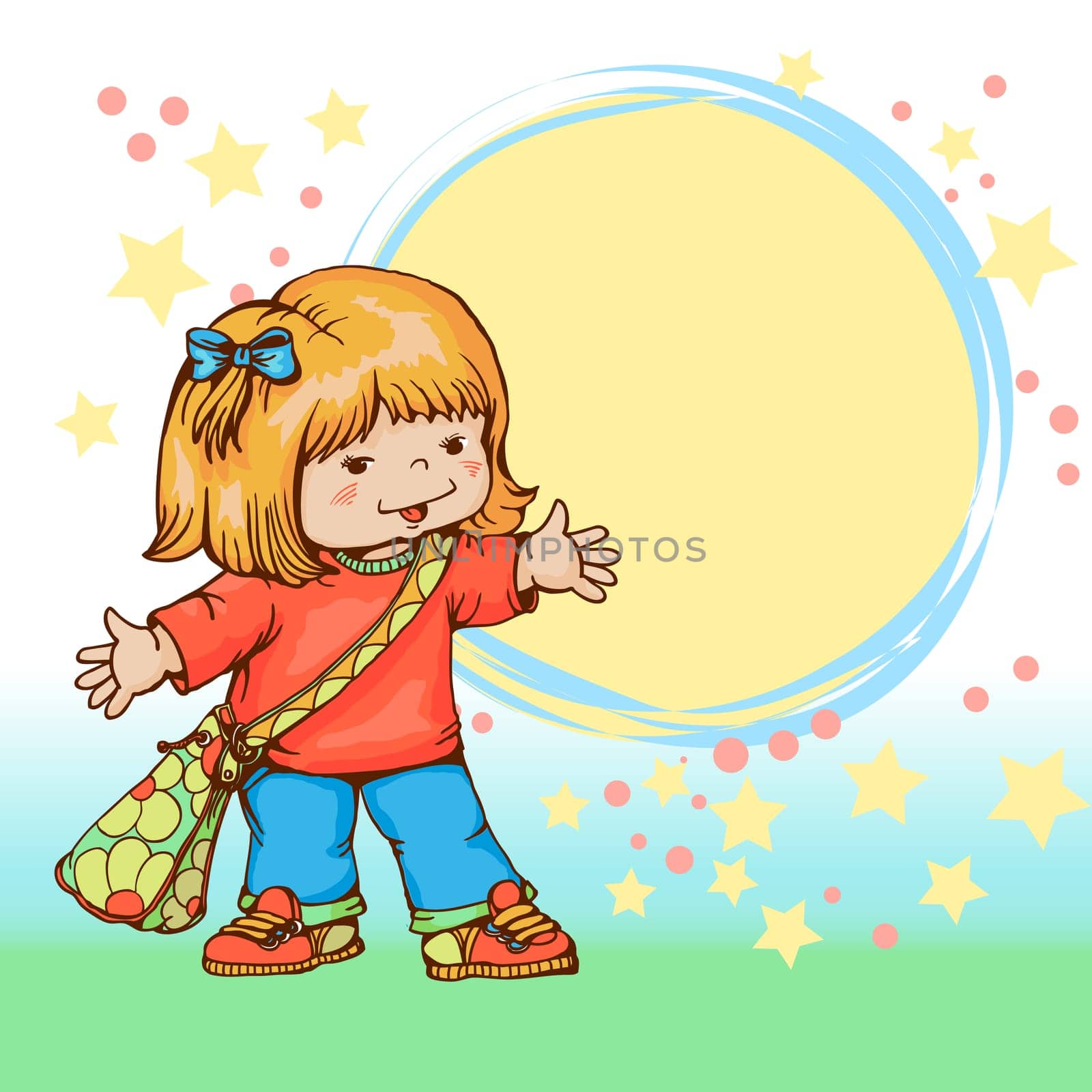 Vector  illustration of a little girl.