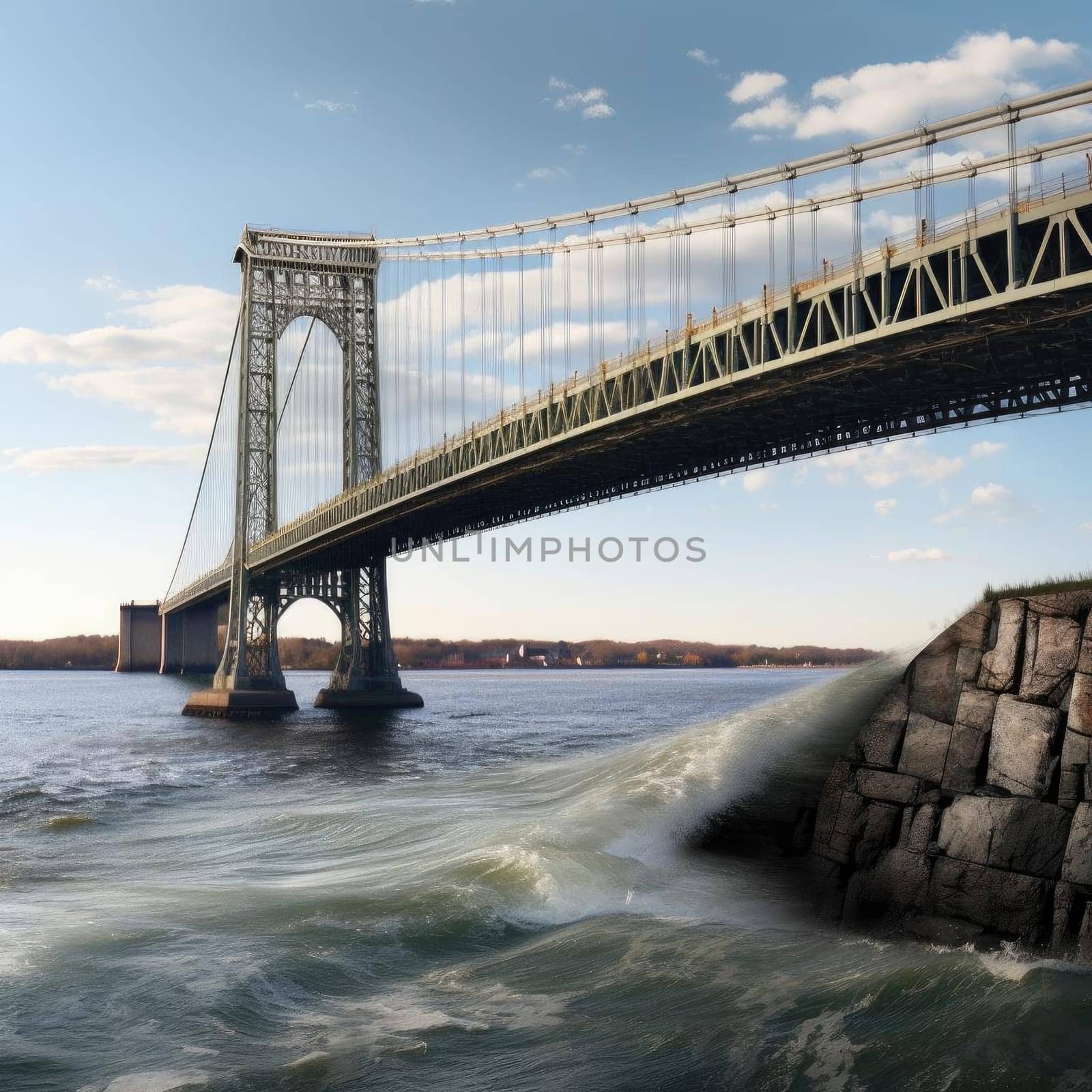 A bridge over a big river
