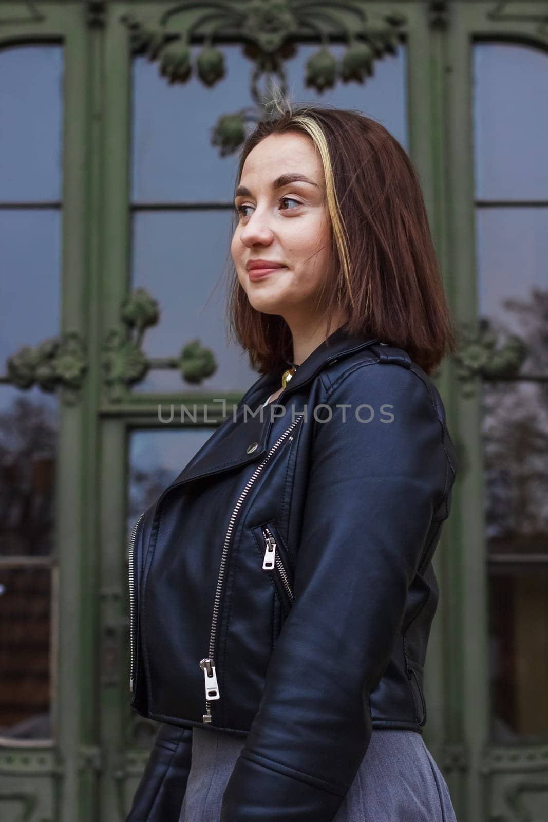 Surprise and joy on the face of a pretty girl when meeting. High quality photo