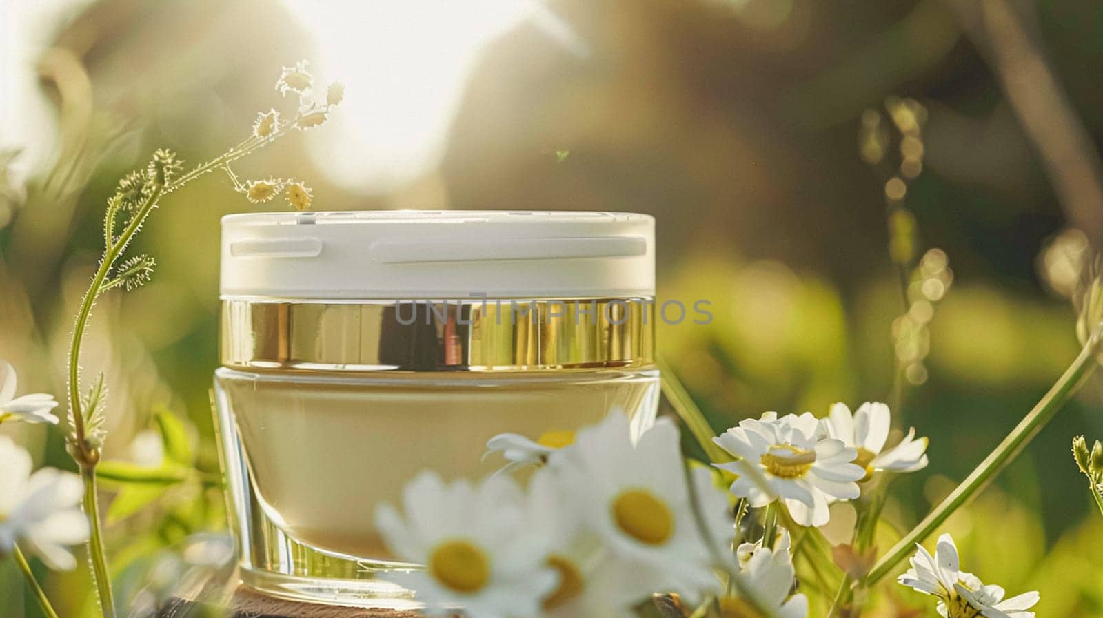 Cosmetic cream in a glass jar. Skin care concept. Background for beauty products