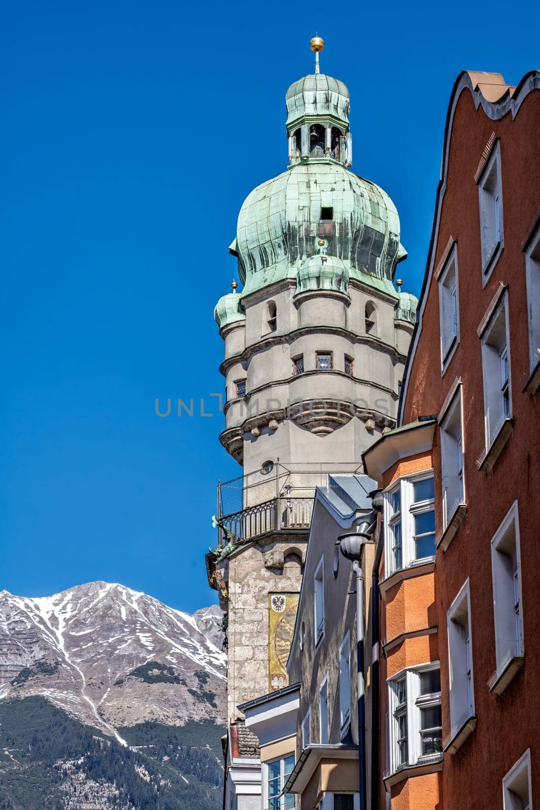 The historic city tower of Innsbruck called Stadtturm