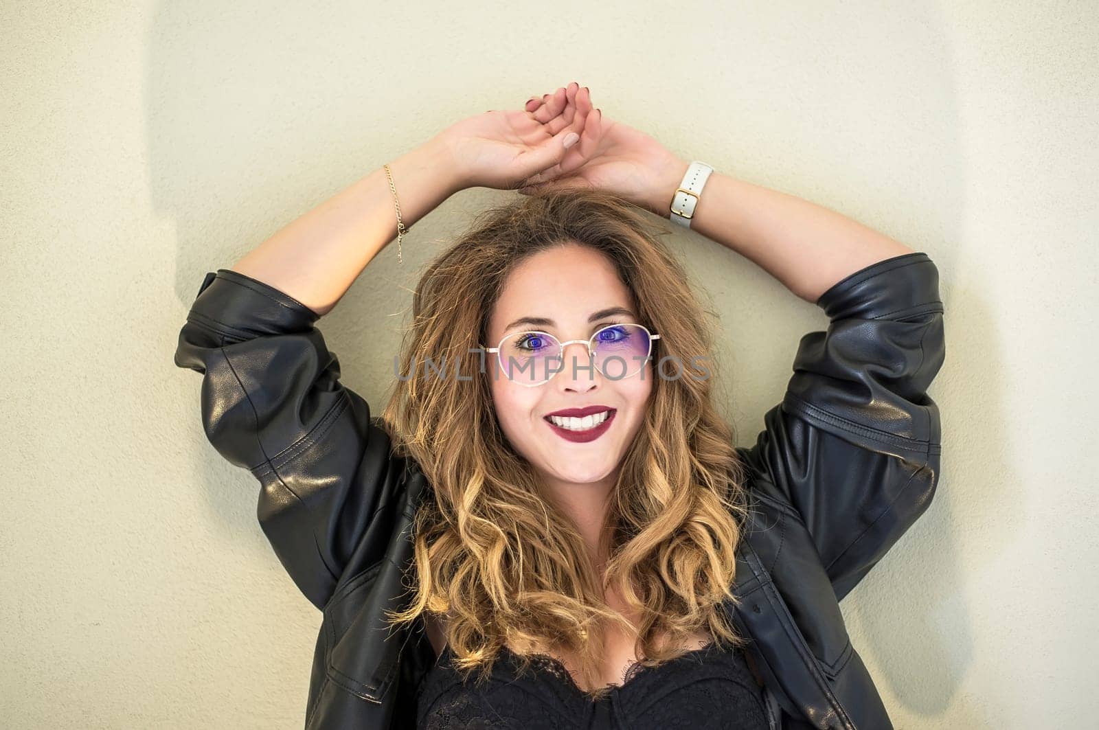 beautiful young woman with glasses