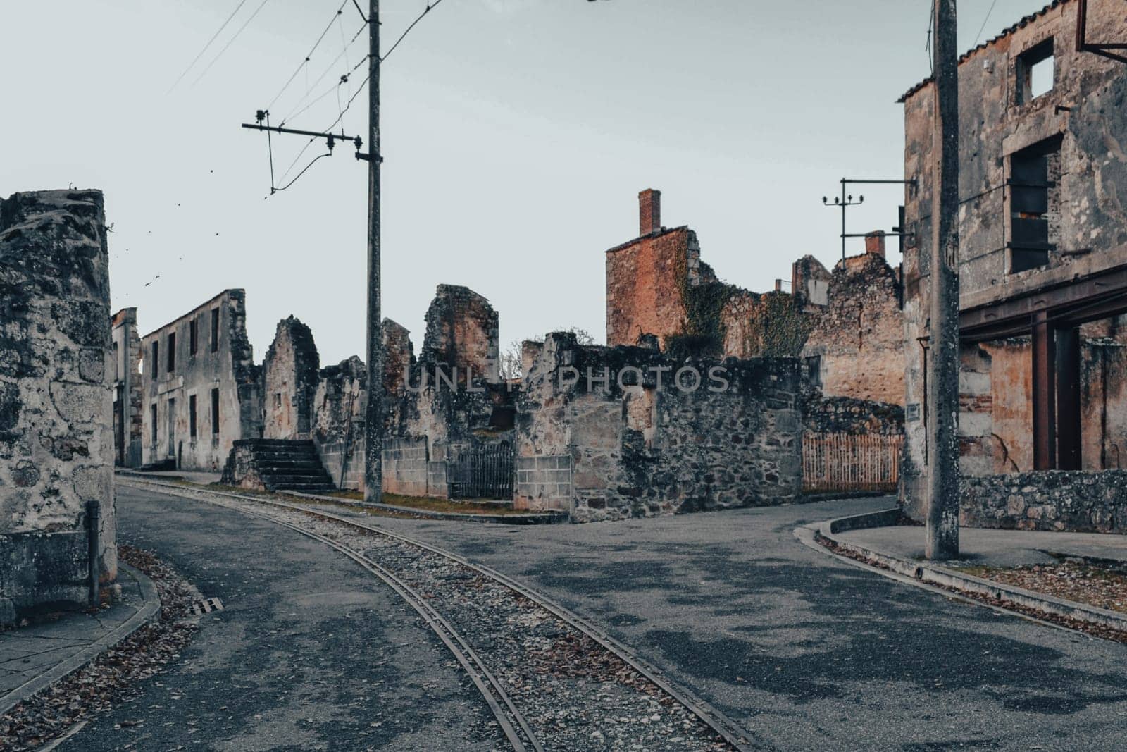 Destroyed building during World War 2 in Oradour sur Glane France