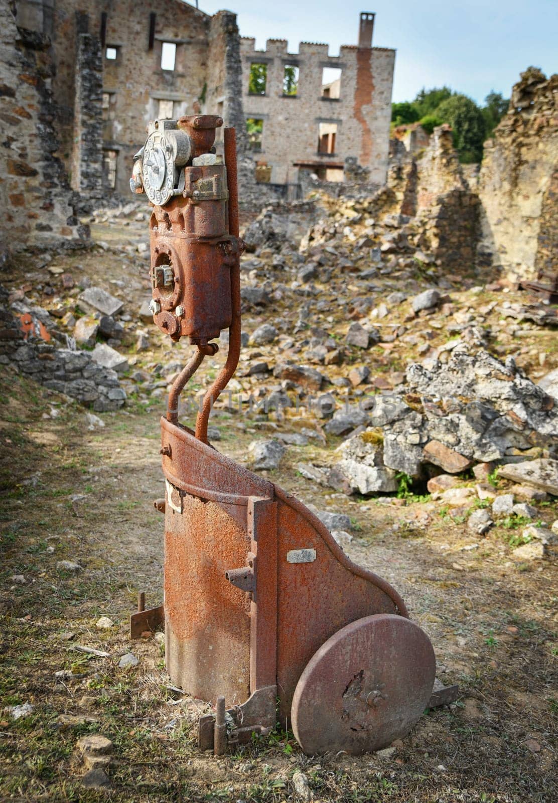 Old Gas Pump in the city Oradour sur Glane France