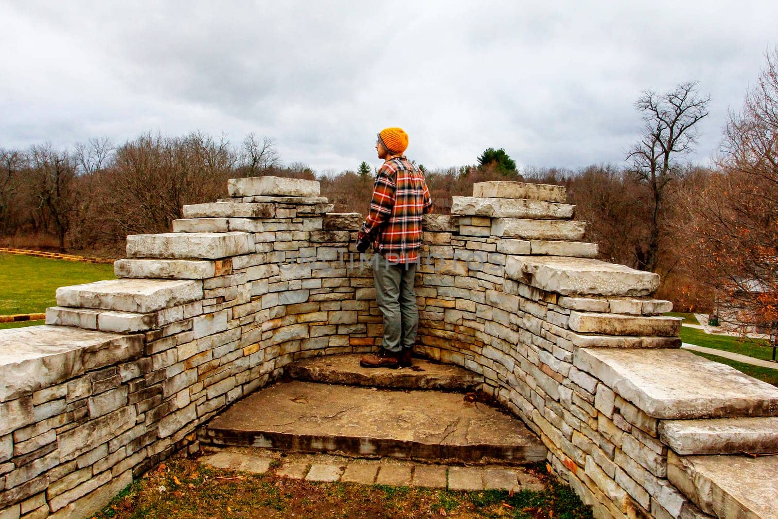 Chief Leatherlips Structure, Scioto Park in Late Winter, Dublin, Ohio