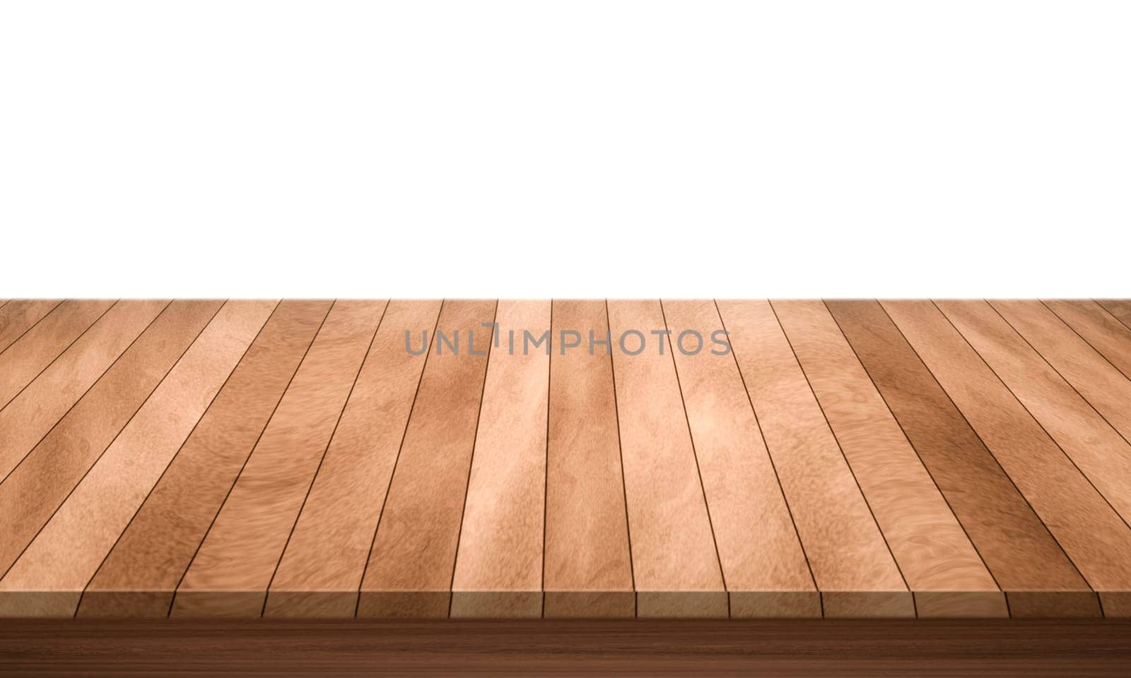 View of wood or wooden table top corner Isolated on white background