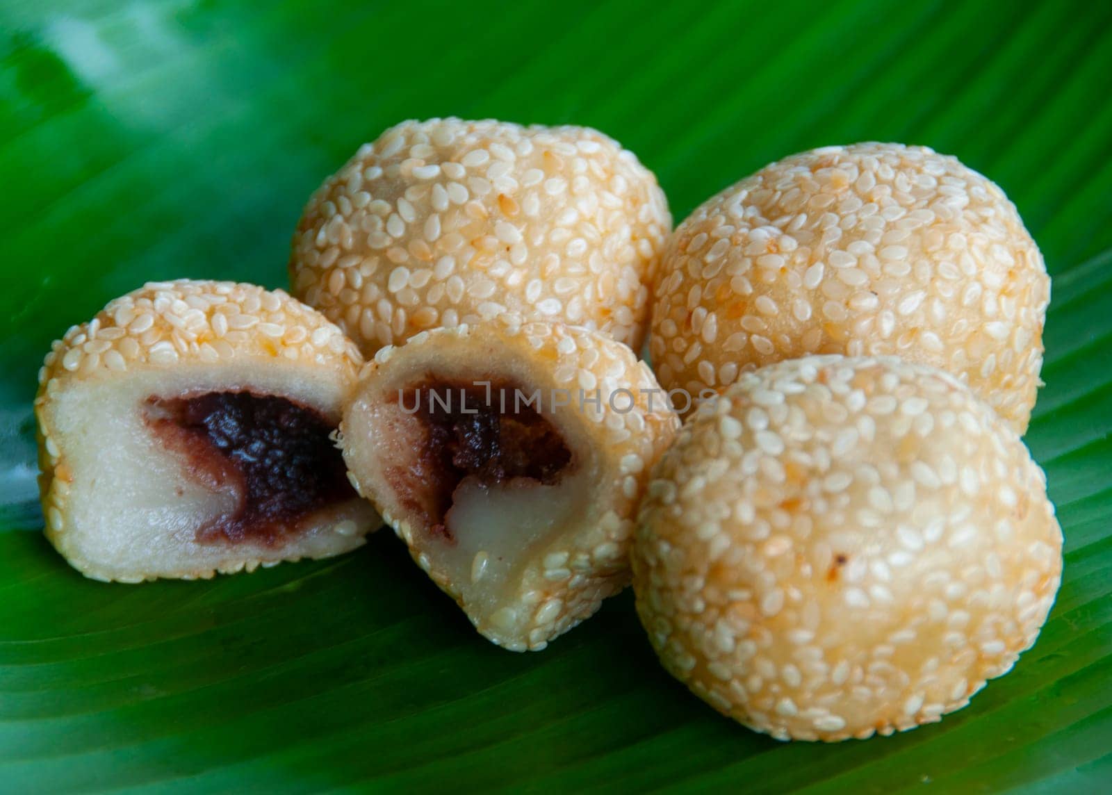 Side view of North Borneo home made traditional Kuih Bijan cake. Asian food concept.
