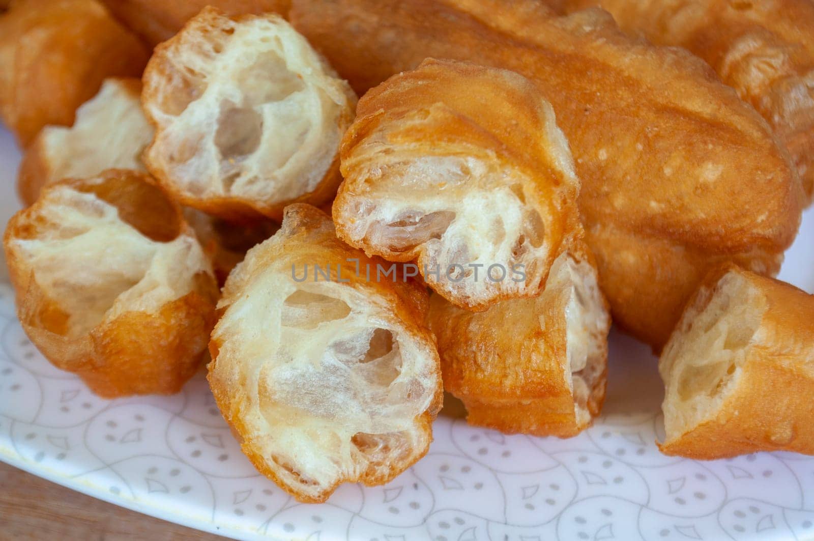 Delicious cakoi or youtiao cake. Asian food concept.