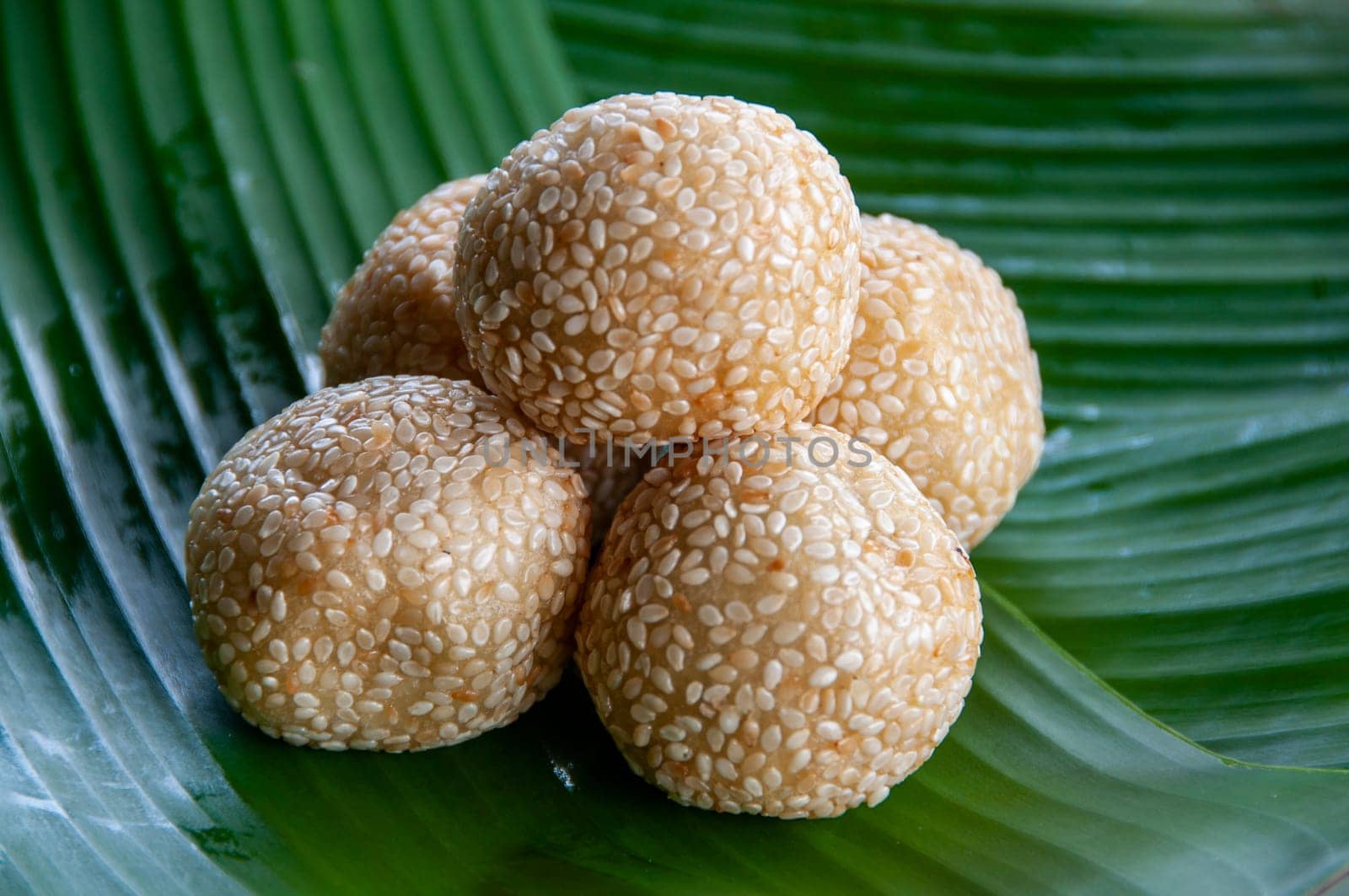 Close up view of North Borneo home made traditional Kuih Bijan cake. Asian food concept.