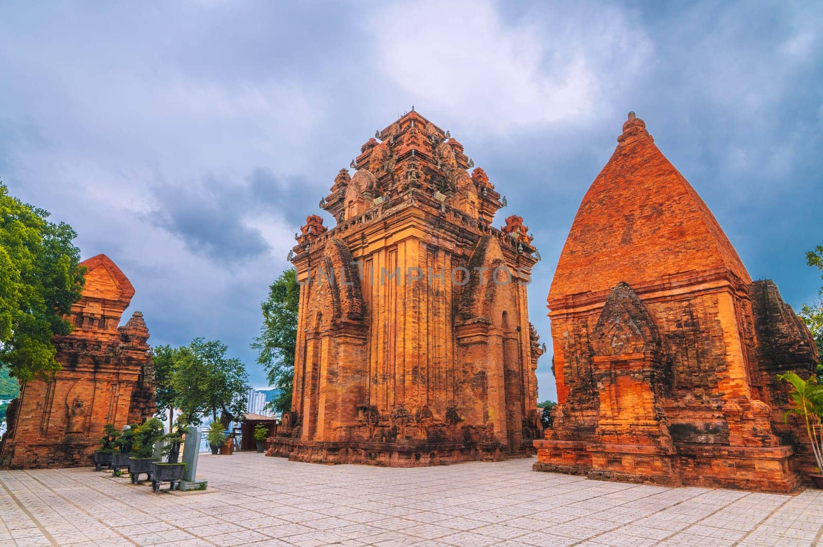 ancient Vietnamese brick complex of the Cham Po Nagar Towers in Nha Trang in Vietnam in Asia