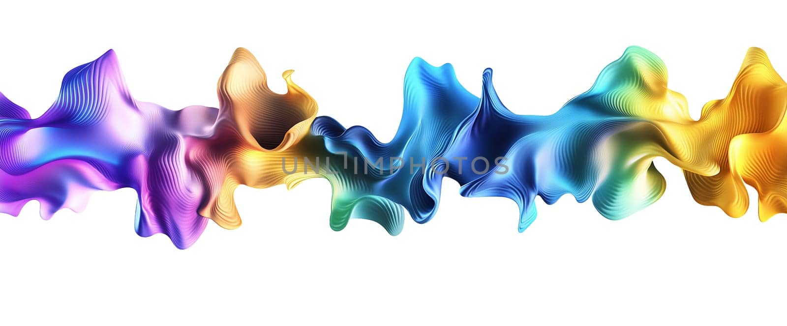 A colorful abstract wave showcases vibrant hues blending harmoniously. The smooth, flowing shapes create a sense of motion, engaging the viewer with their captivating design and lively palette.