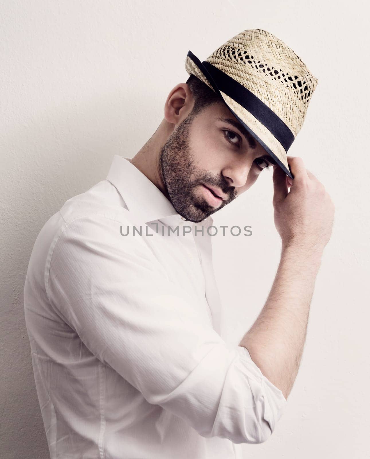Young attractive man with modern hat