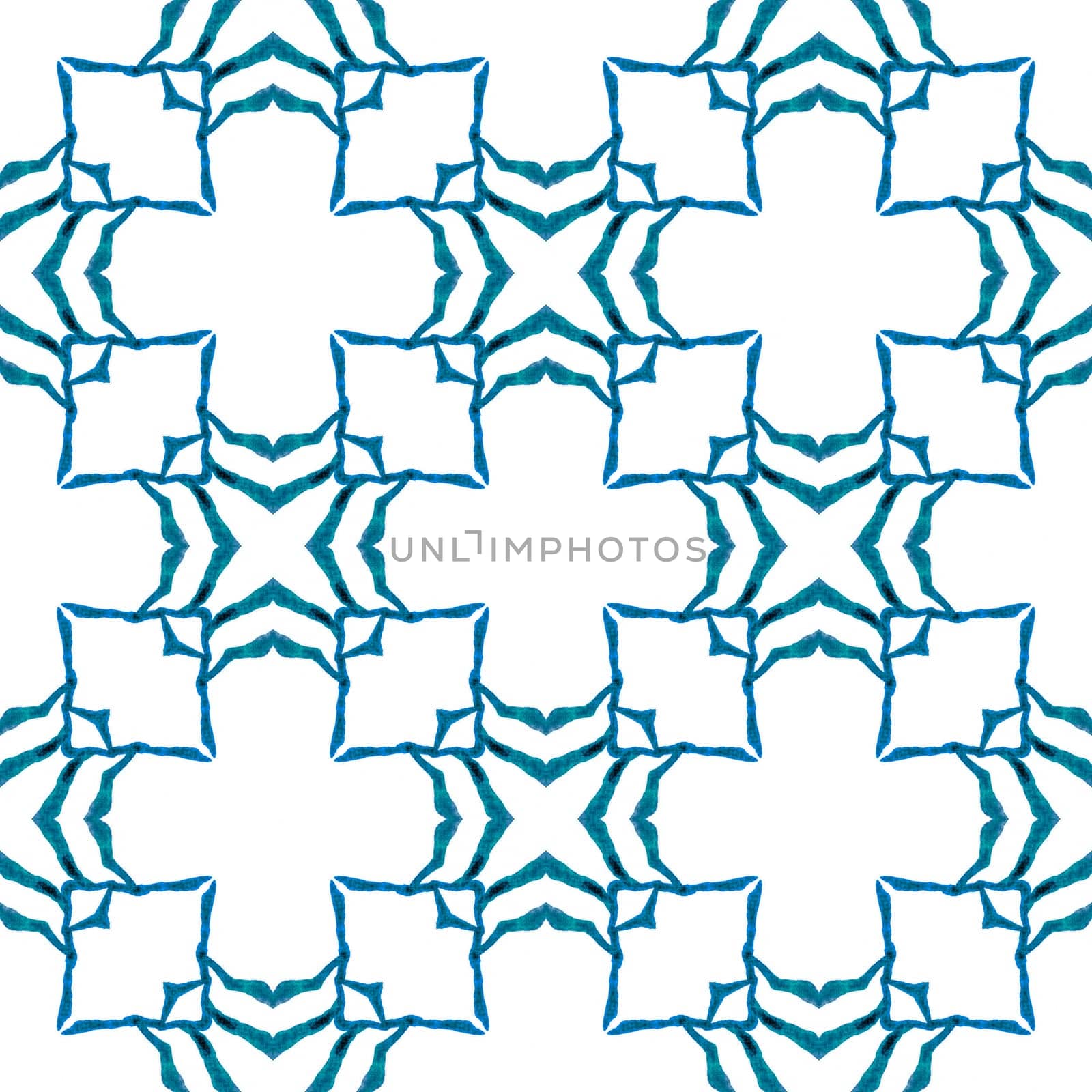 Mosaic seamless pattern. Blue bold boho chic summer design. Textile ready uncommon print, swimwear fabric, wallpaper, wrapping. Hand drawn green mosaic seamless border.