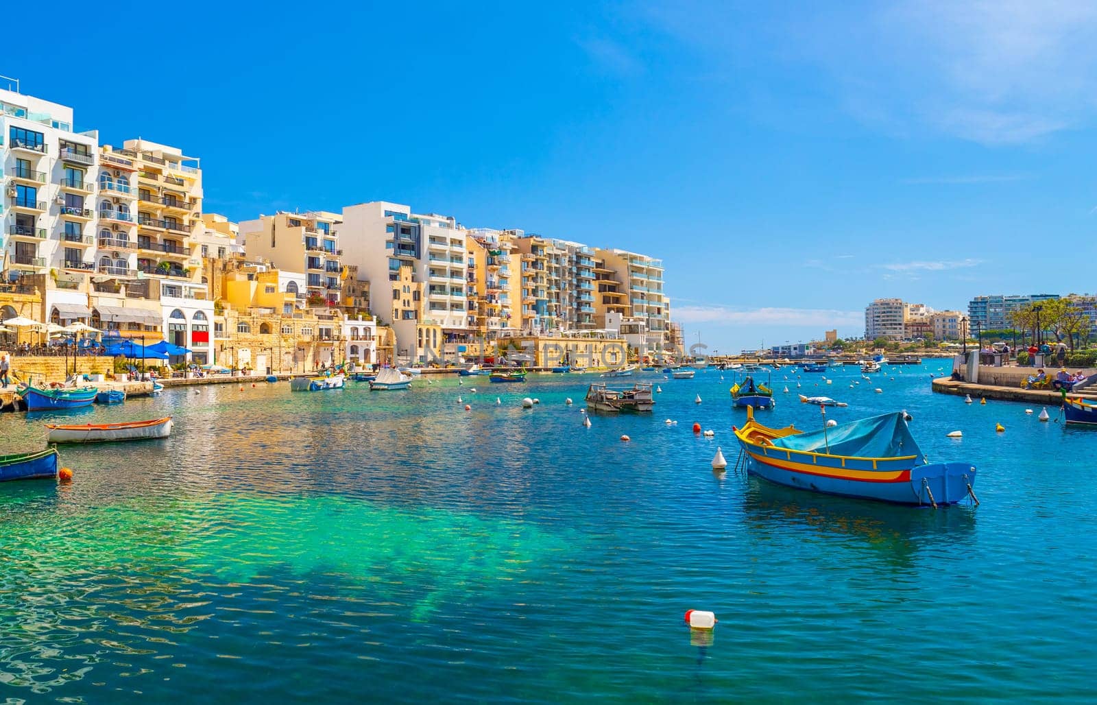 Beautiful cityscape of the Spinola Bay on Malta.
