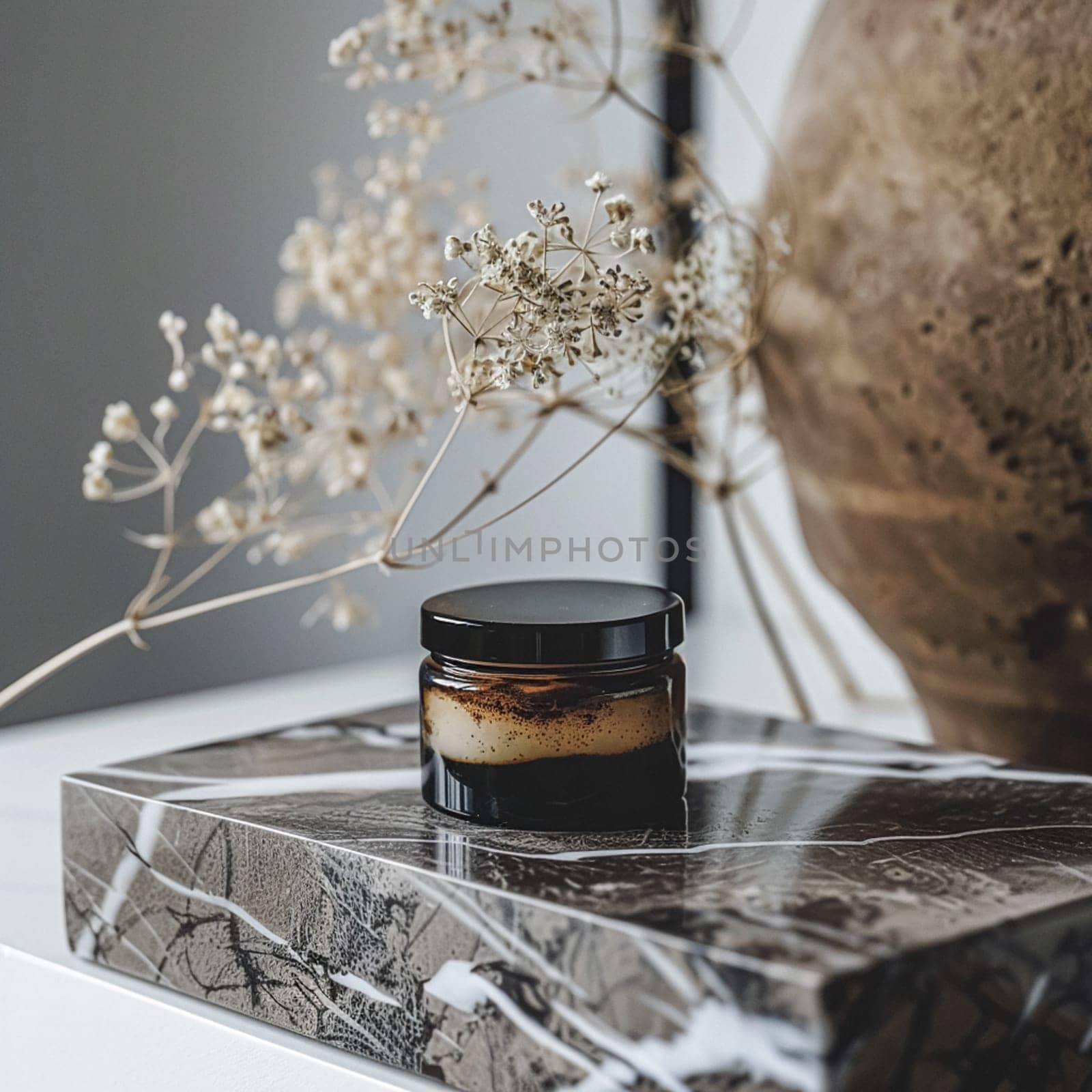 Cosmetic cream in a glass jar. Skin care concept. Background for beauty products