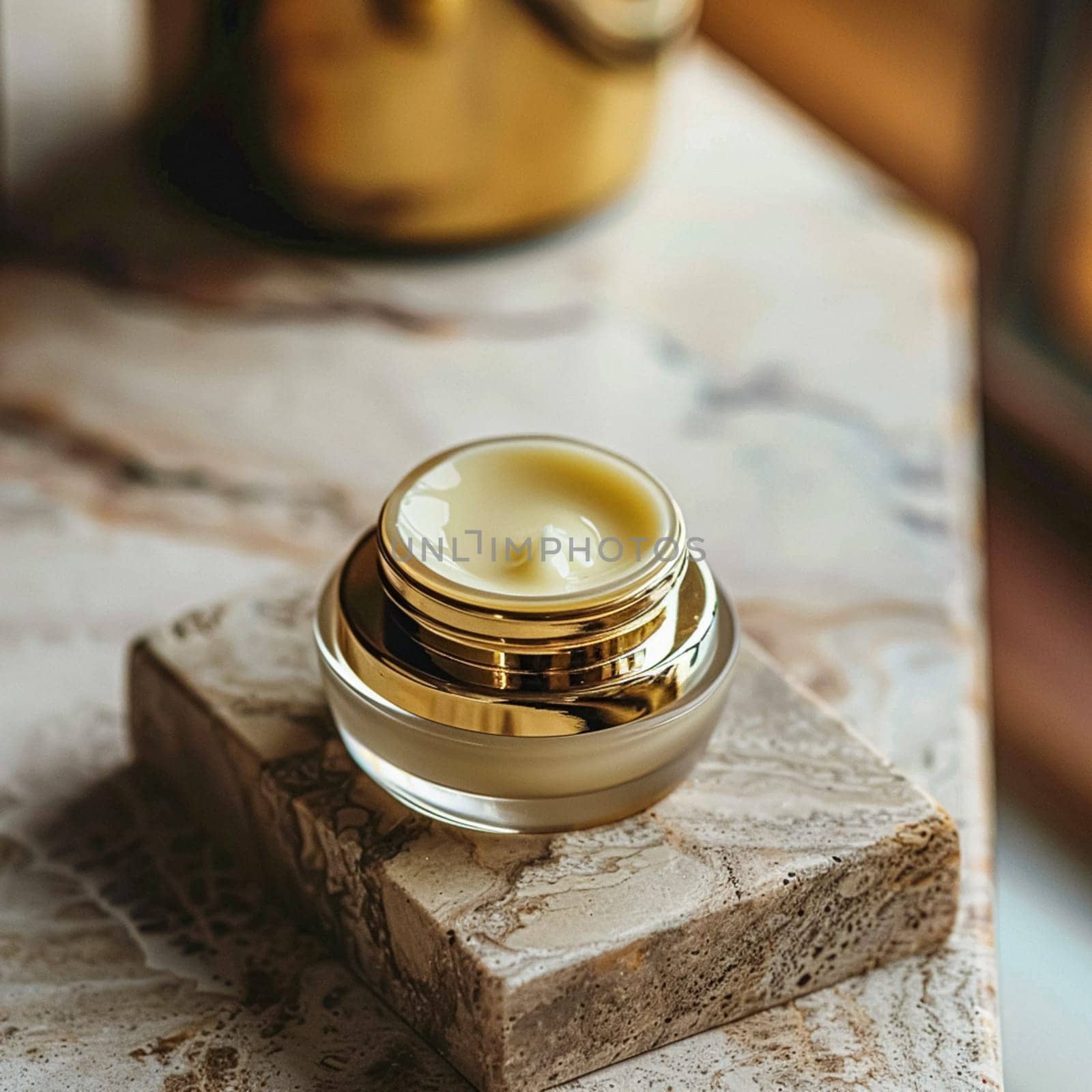 Cosmetic cream in a glass jar. Skin care concept. Background for beauty products