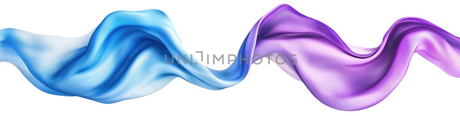 Swirls of fabric in deep blue and rich purple weave together, creating a dynamic composition that evokes movement and fluidity. The smooth textures blend harmoniously, inviting contemplation.
