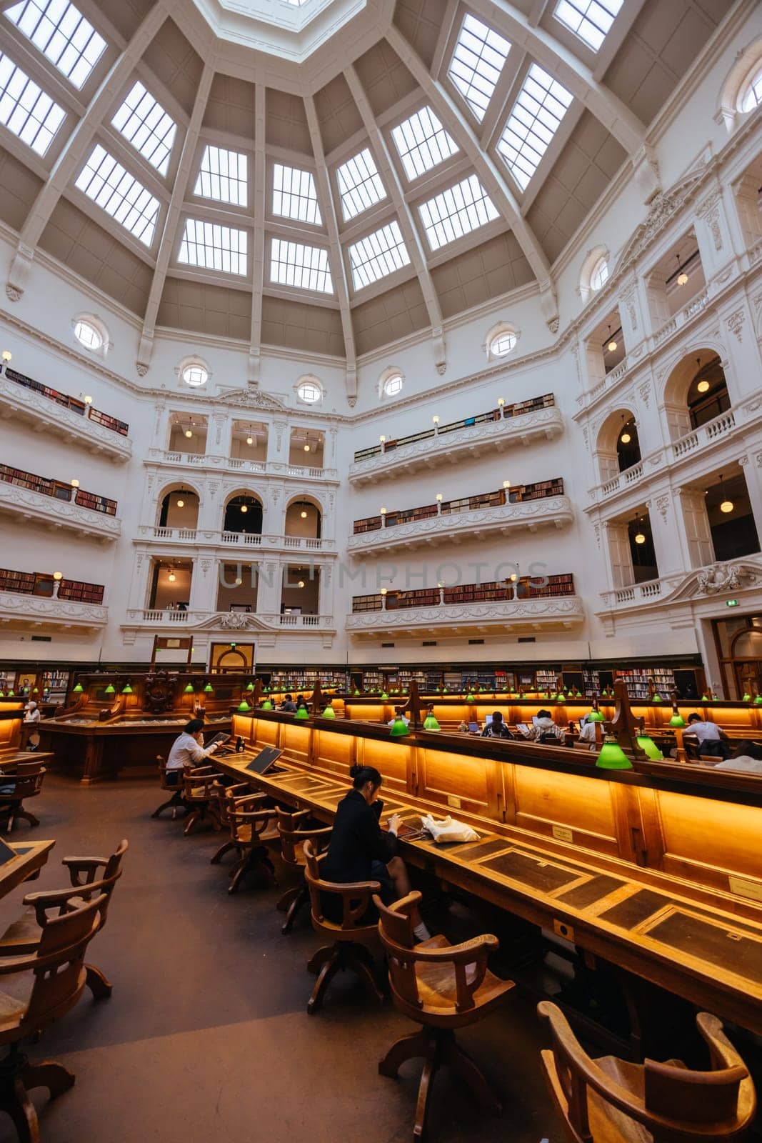 MELBOURNE, AUSTRALIA - DECEMBER 2 2023: The La Trobe Reading Room in the State Library of Victoria located in Melbourne, Victoria, Australia