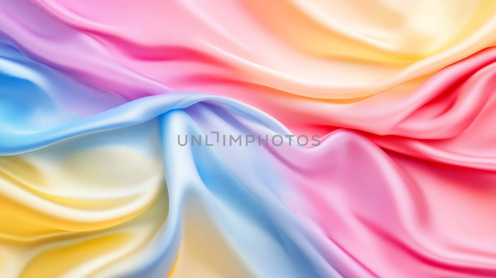 Colorful pastel silky fabric with soft waves in a gentle abstract pattern.