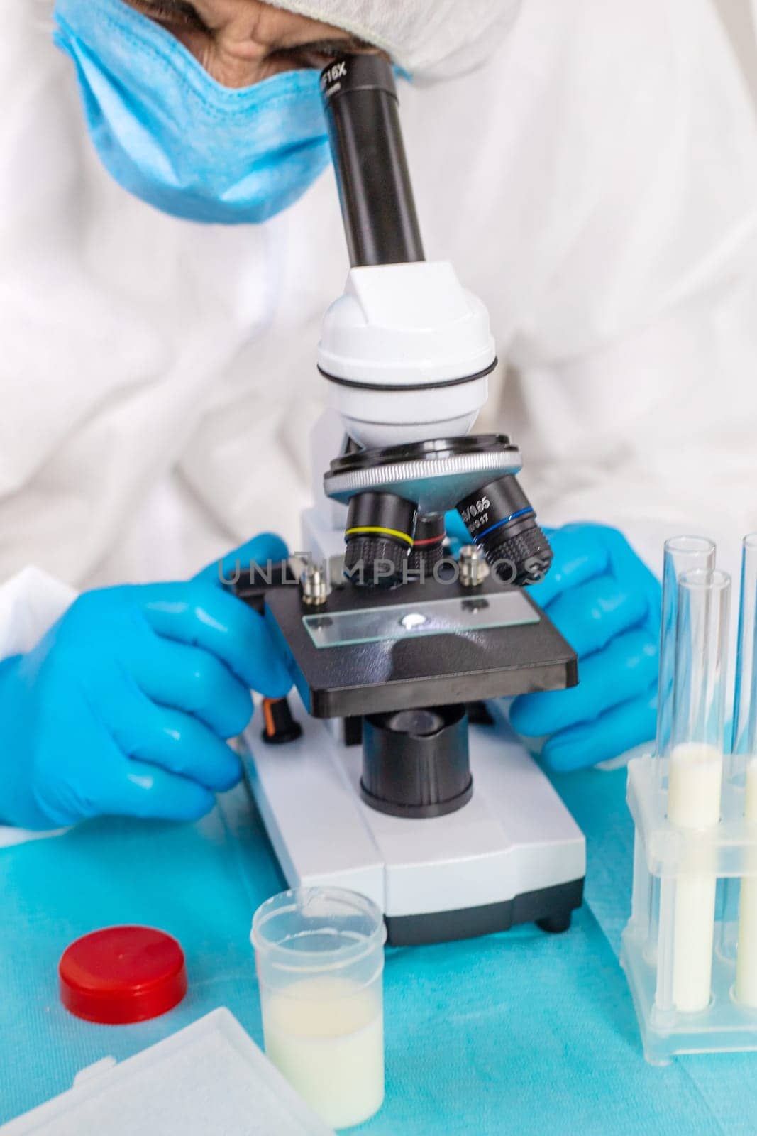 Examine milk in the laboratory. Selective focus. medicine