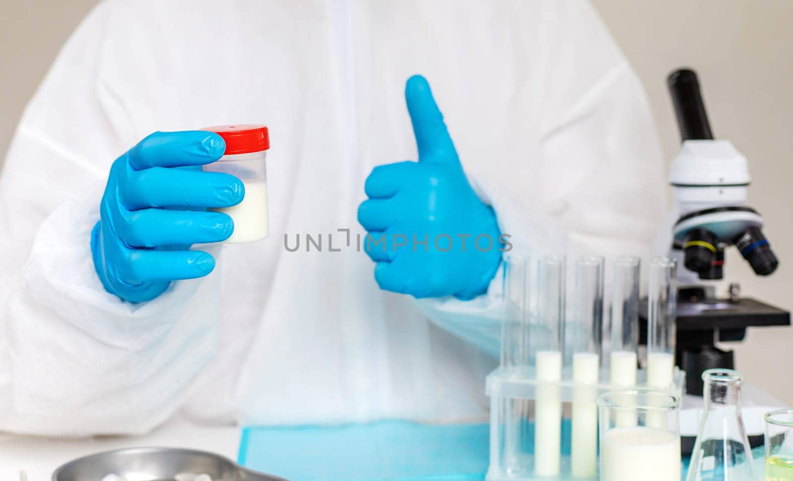 Examine milk in the laboratory. Selective focus. medicine