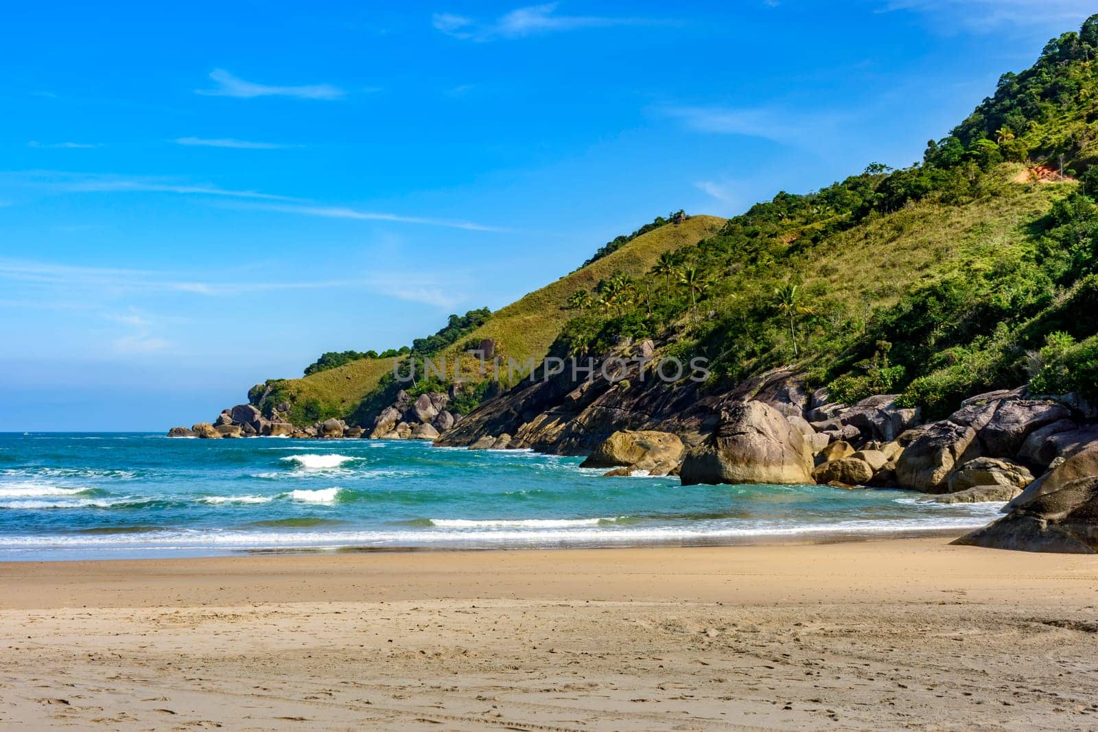 Deserted Bonete beach on the island of Ilhabela on the northern coast of the state of Sao Paulo