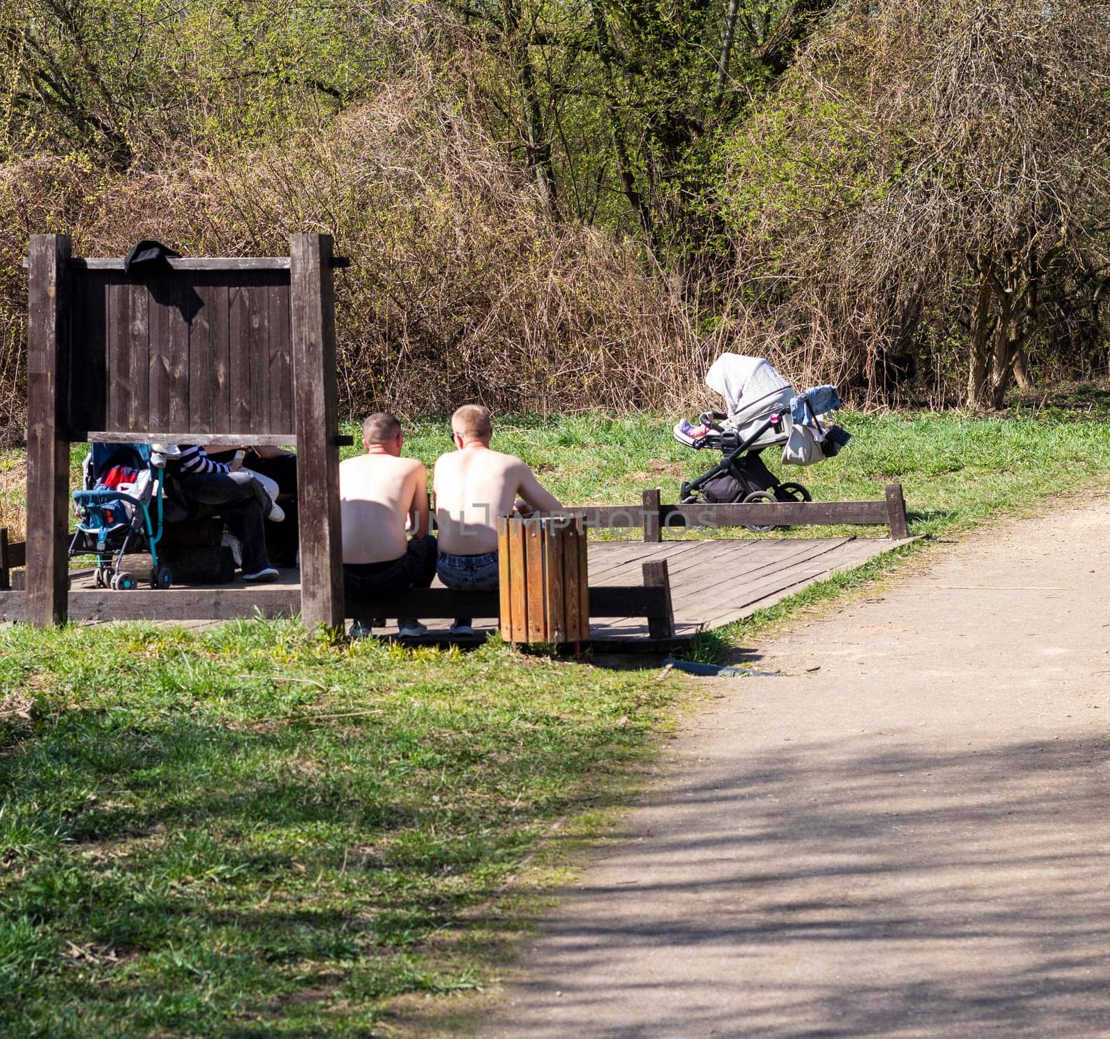 People enjoying first warm days outdoors