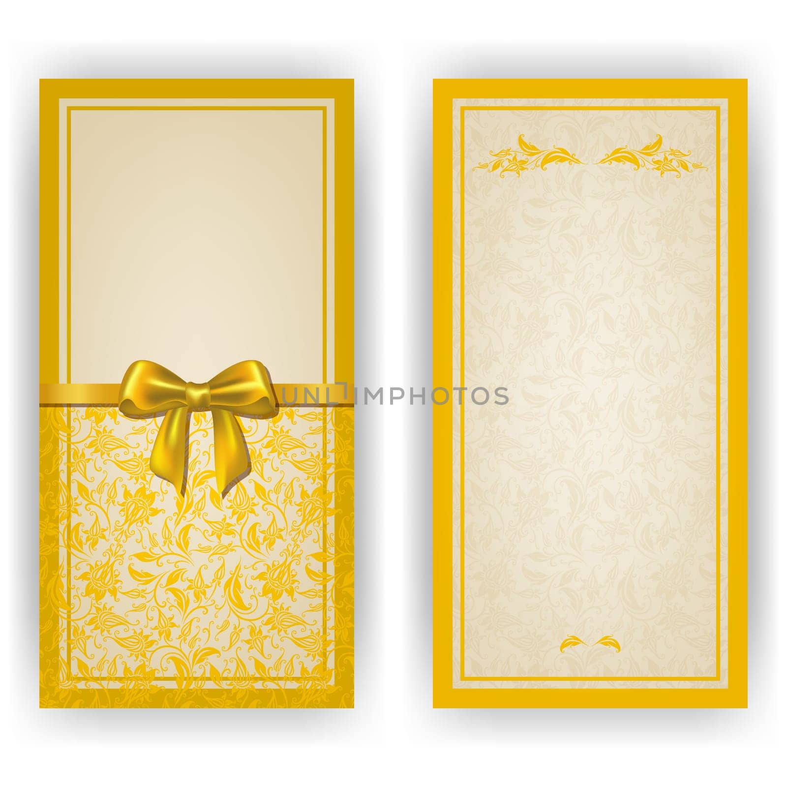 Elegant template luxury invitation, card with lace ornament, bow, place for text. Floral elements, ornate background. Vector illustration EPS10.