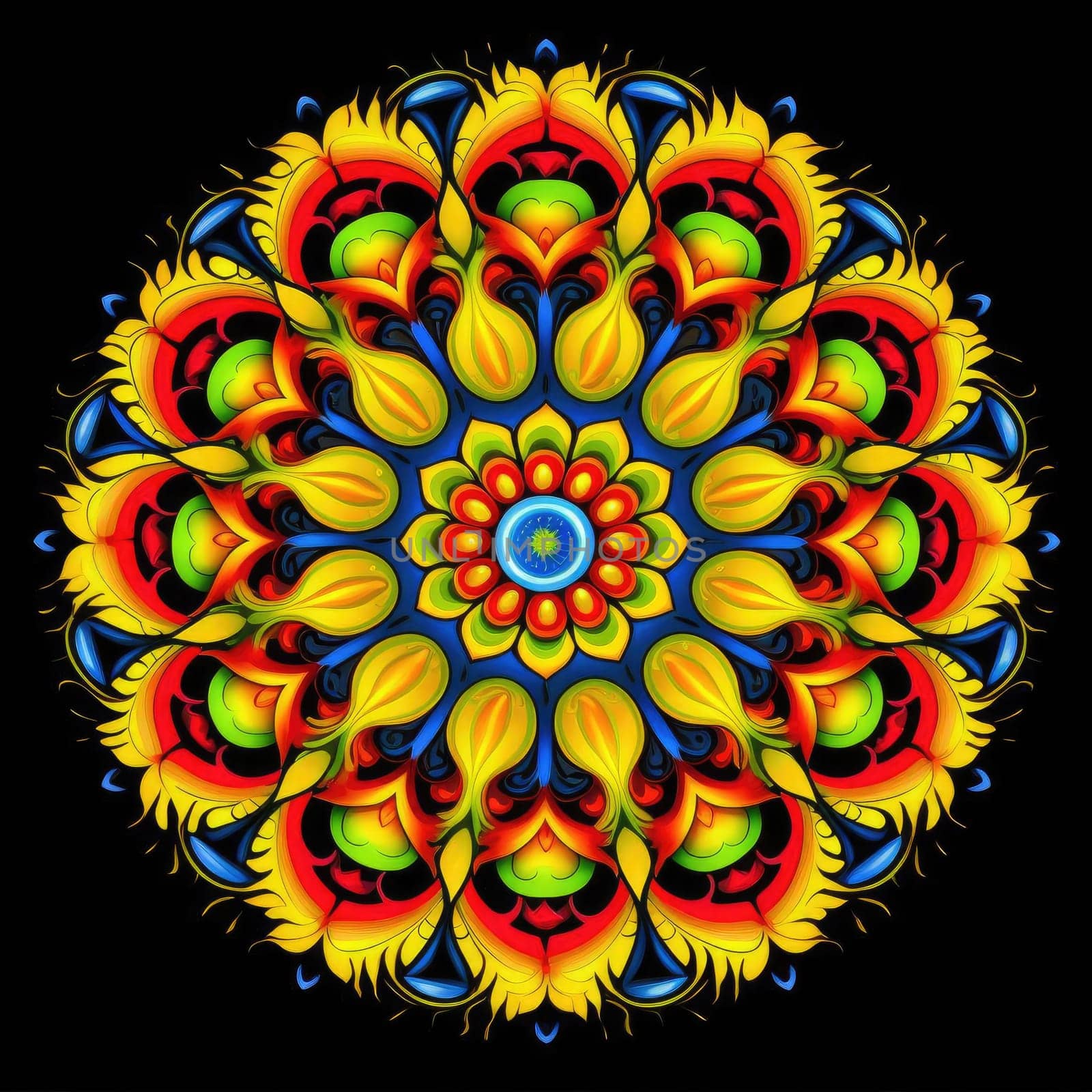 Colorful mandala on black background