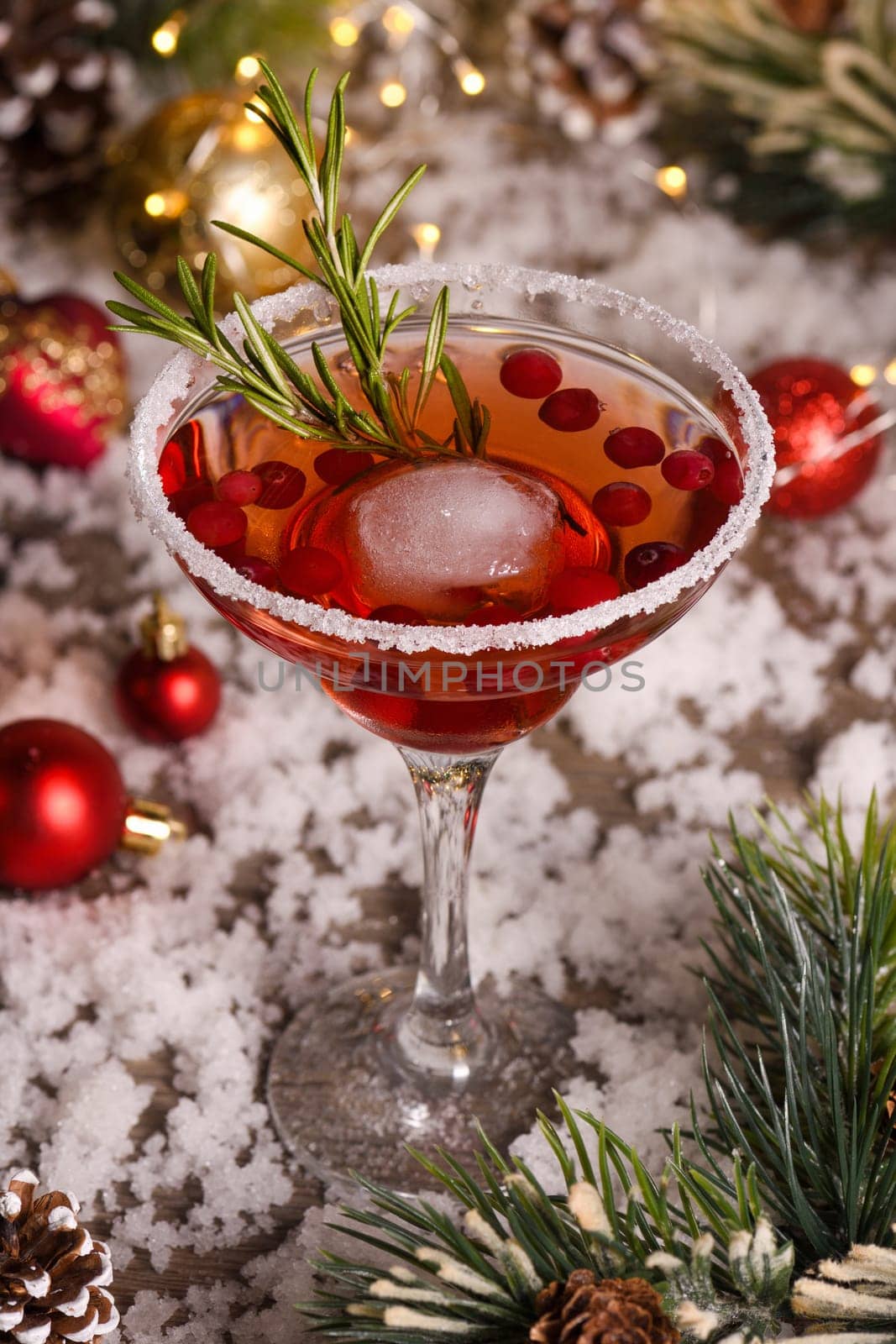 Christmas Manhattan Cocktail with Cranberry and Rosemary. A Winter Drink You'll Want to Enjoy