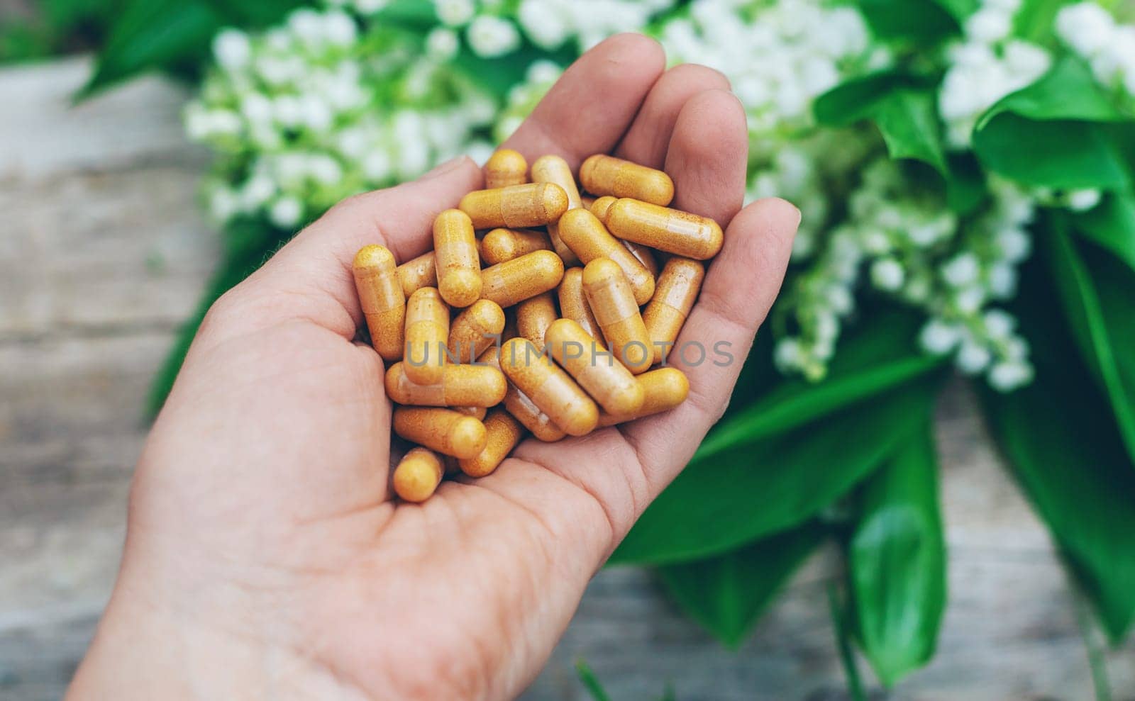 Lily of the valley and flowers supplements. Selective focus. nature.