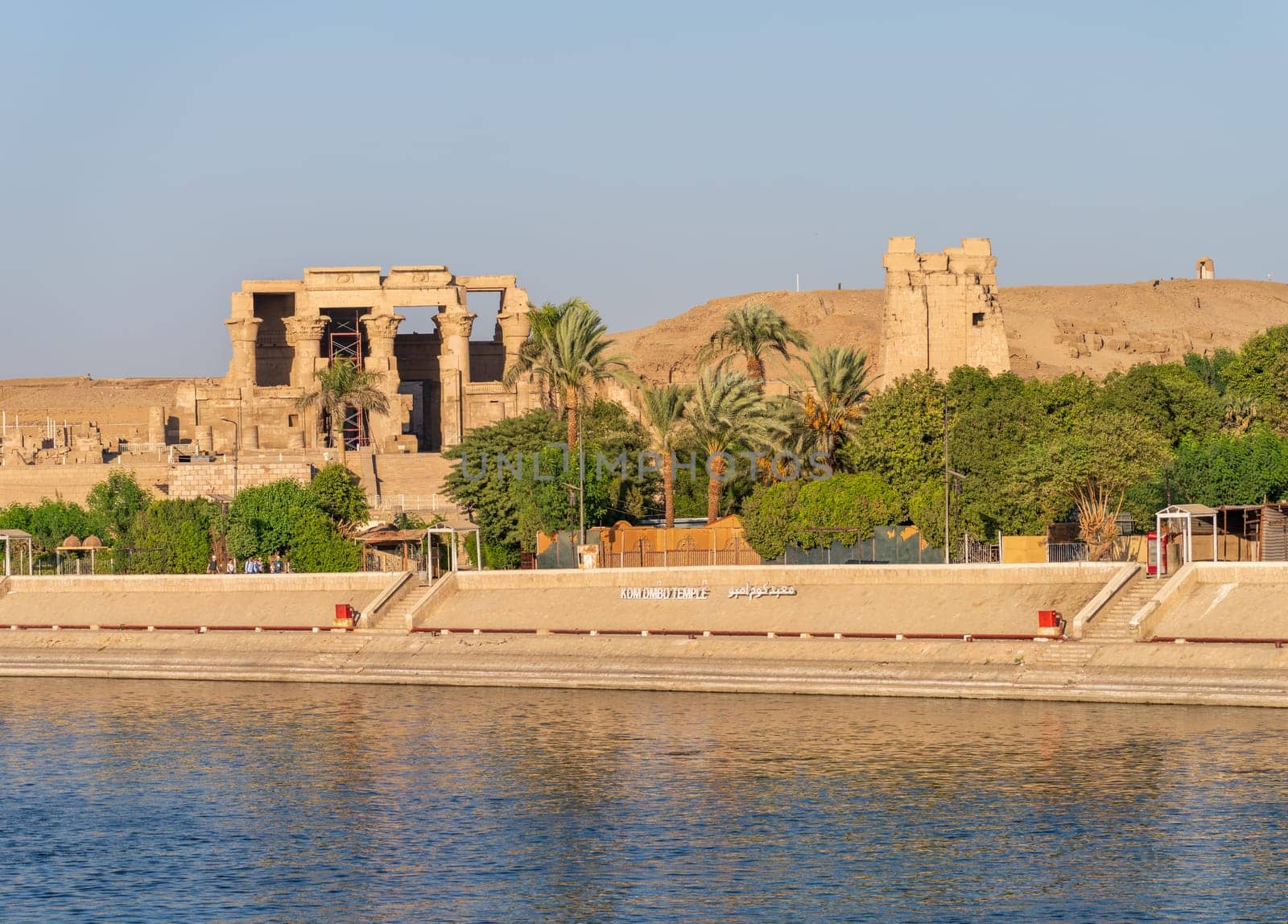 Magnificent temple of Sobek and Horus stands above the River Nile at Kom Ombo