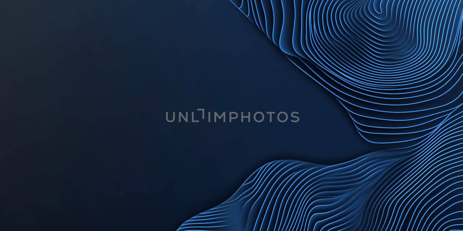 Flowing blue lines form a wave pattern against a dark backdrop, highlighting the beauty of abstract design. This modern piece captures the essence of digital creativity in a minimalist style.