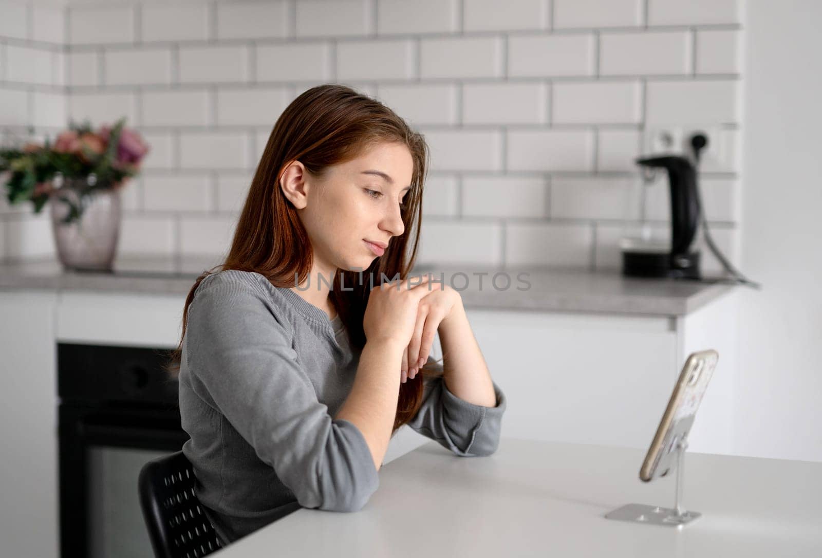 Happy Teen Girl Using Smartphone With Headphones