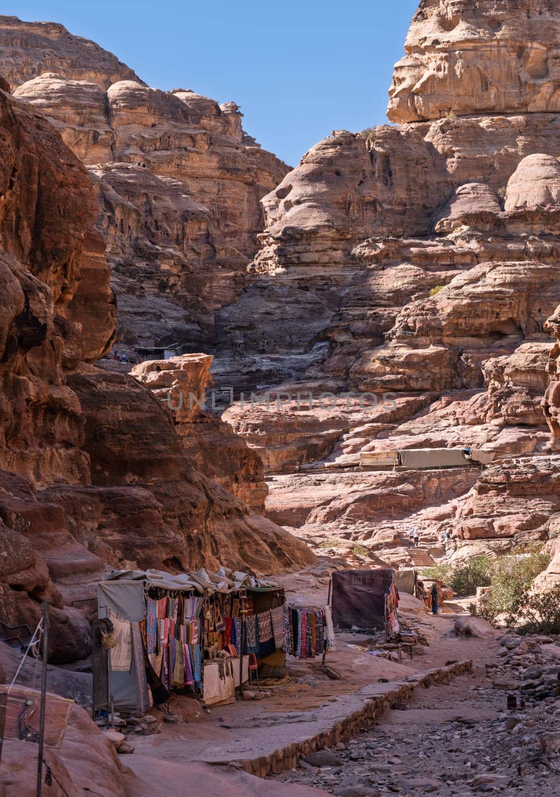 Shops and stalls line the trail to Ad Deir or the Monastery from Petra