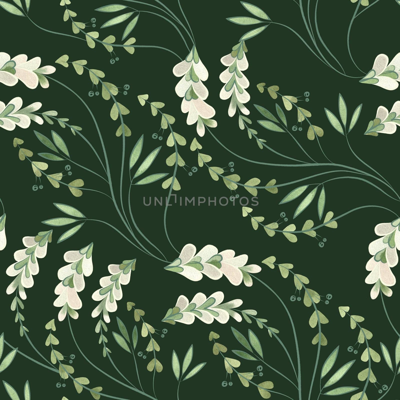 Textile seamless floral pattern with wild grasses and flowers. Design for kitchen home textiles, tablecloths, curtains, bed linen, dress fabrics, wrapping paper