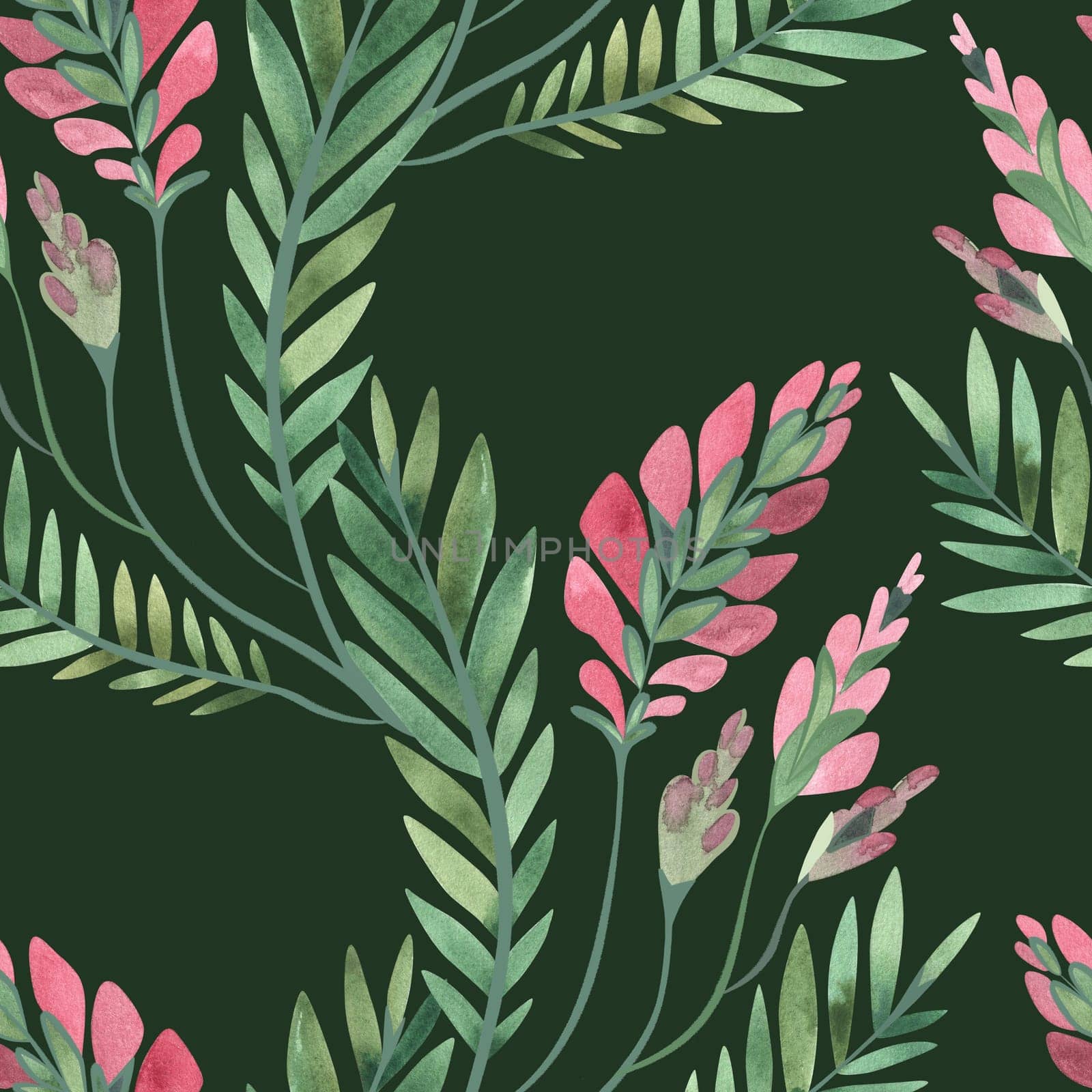 Textile seamless floral pattern with wild grasses and flowers. Design for kitchen home textiles, tablecloths, curtains, bed linen, dress fabrics, wrapping paper