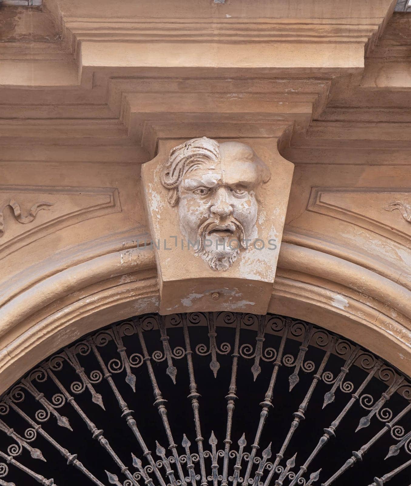 PALERMO, ITALY - October 24, 2024: Carving Over Door in Palermo Italy