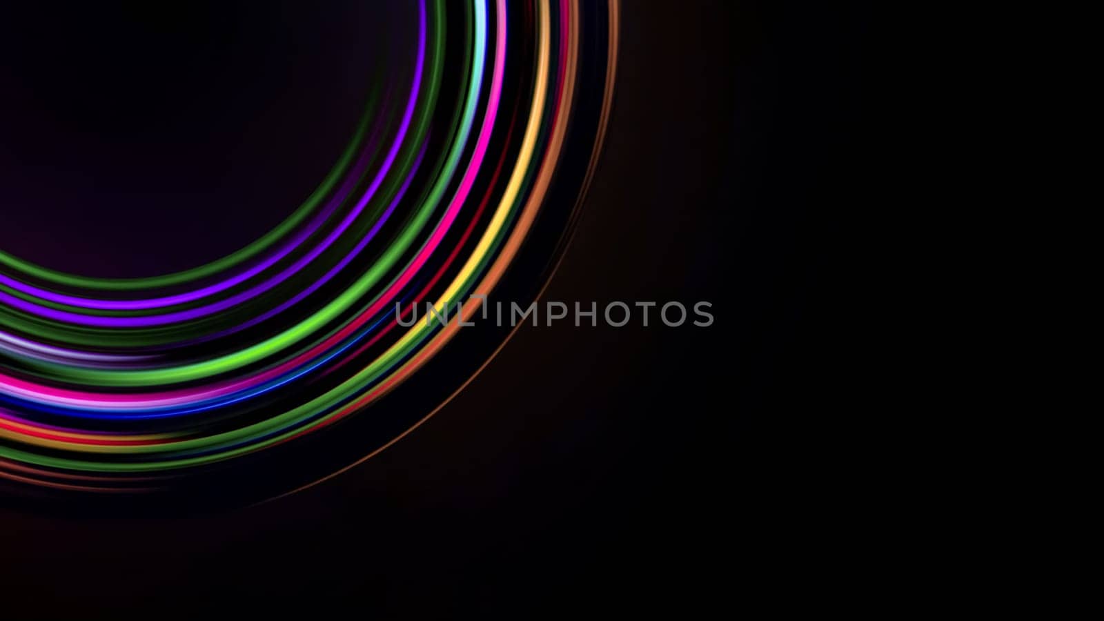 Dynamic neon rings with electric glow. High quality photo