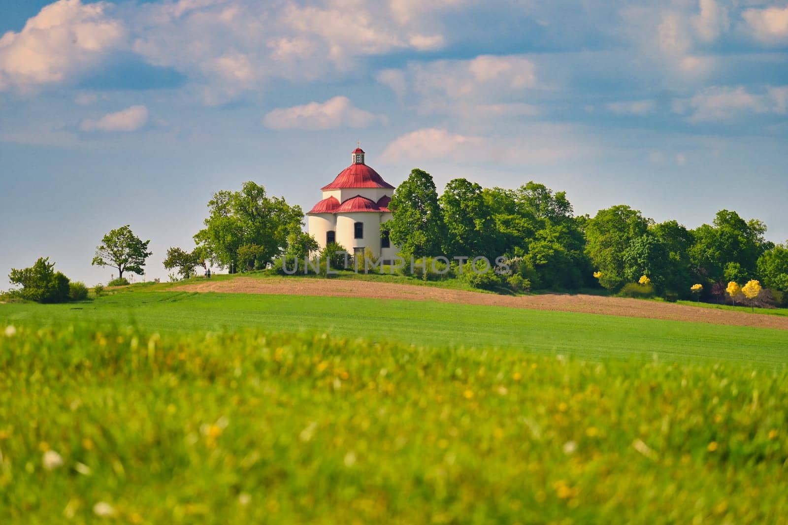 Chapel of the Holy Trinity - Beautiful small chapel on the hill at sunset. Rosice - Czech Republic.