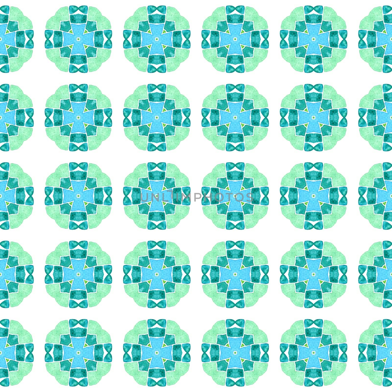 Textile ready nice print, swimwear fabric, wallpaper, wrapping. Green rare boho chic summer design. Hand drawn green mosaic seamless border. Mosaic seamless pattern.