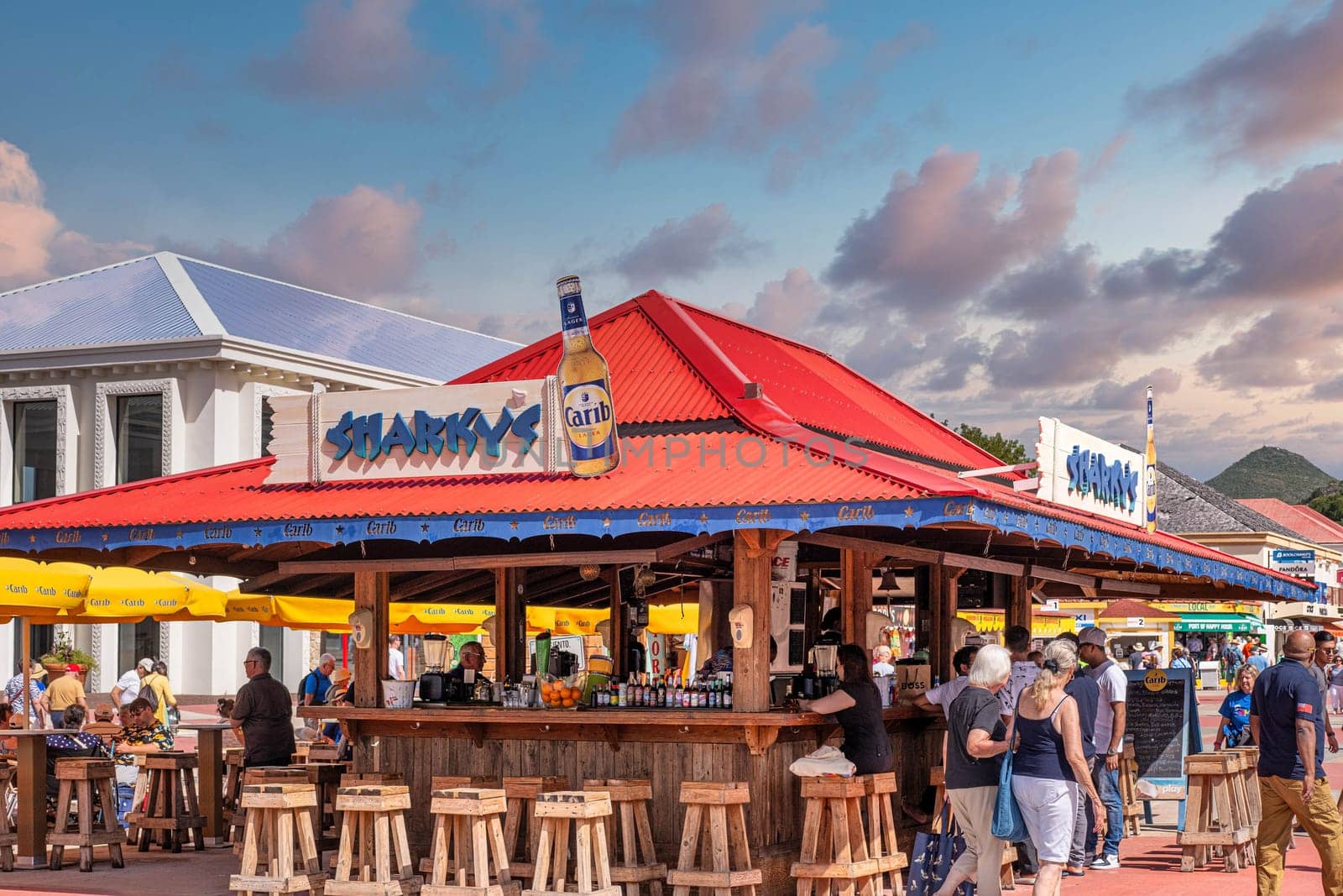 PHILIPSBURG, ST MAARTEN - Februrary 2, 2025: Sharkys Bar in Philipsburg St Maarten