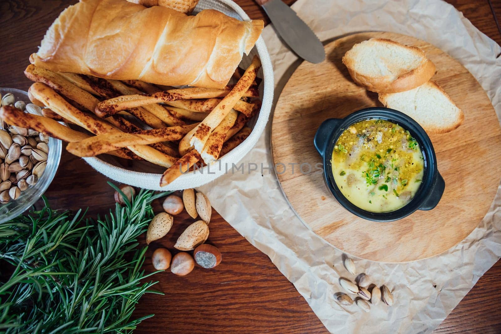 Cooked food on the table background