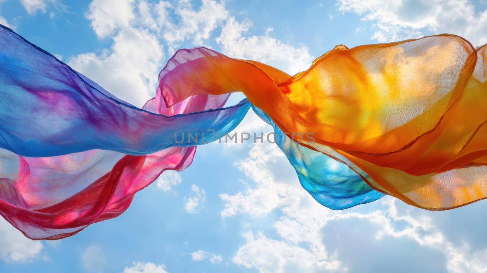 Tie-dye scarves blowing in the winds