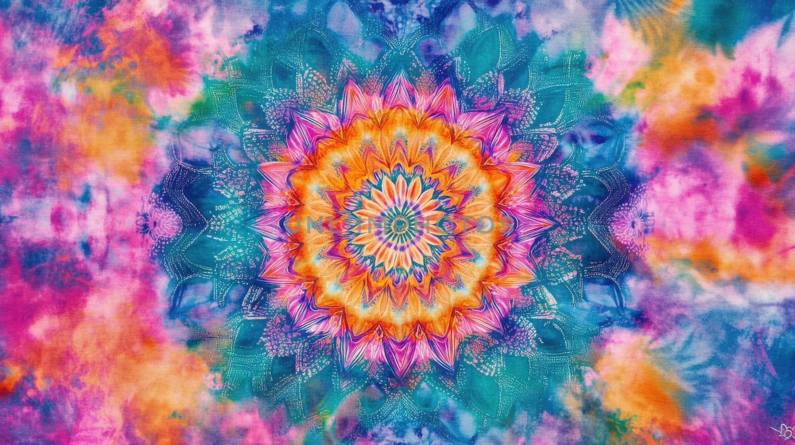 Tie-dye mandala designs on fabrics