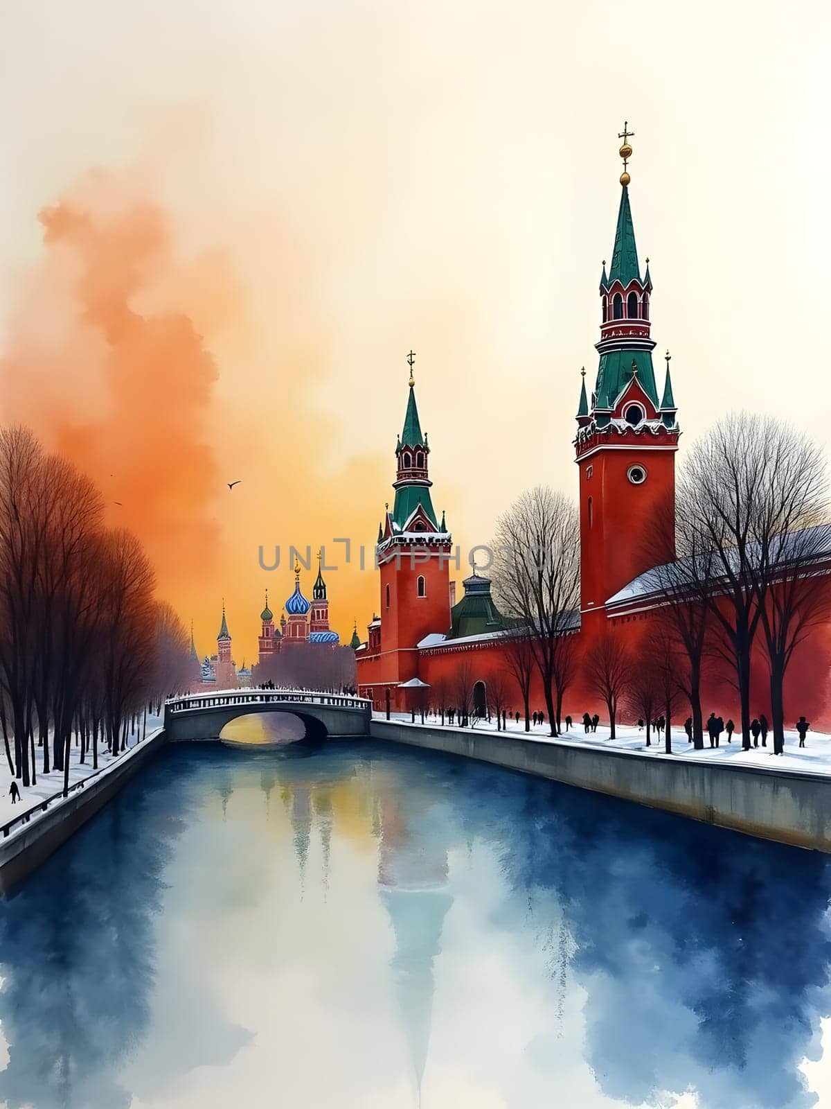 Moscow Russia watercolor art