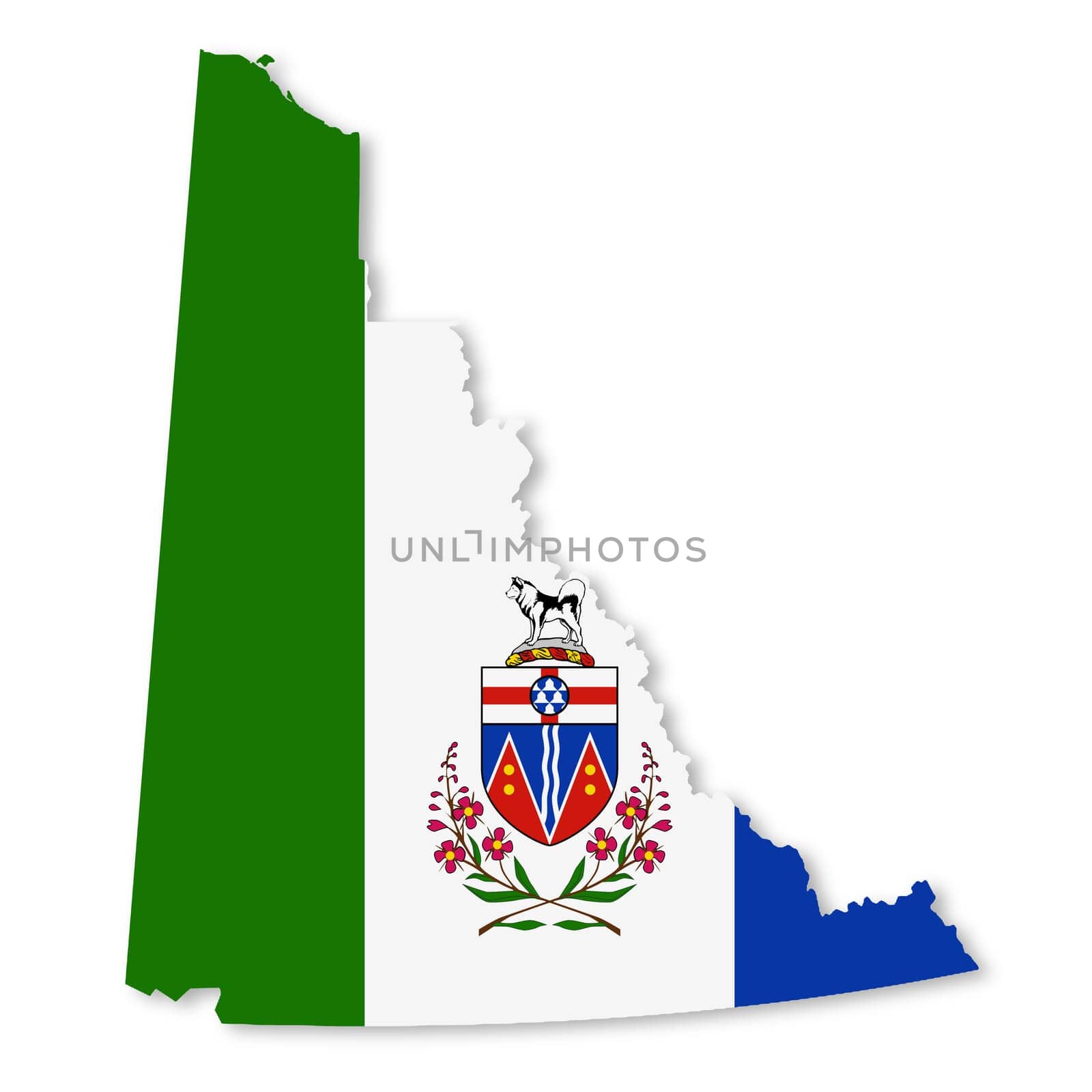A Yukon Territory Canada Province flag map with clipping path