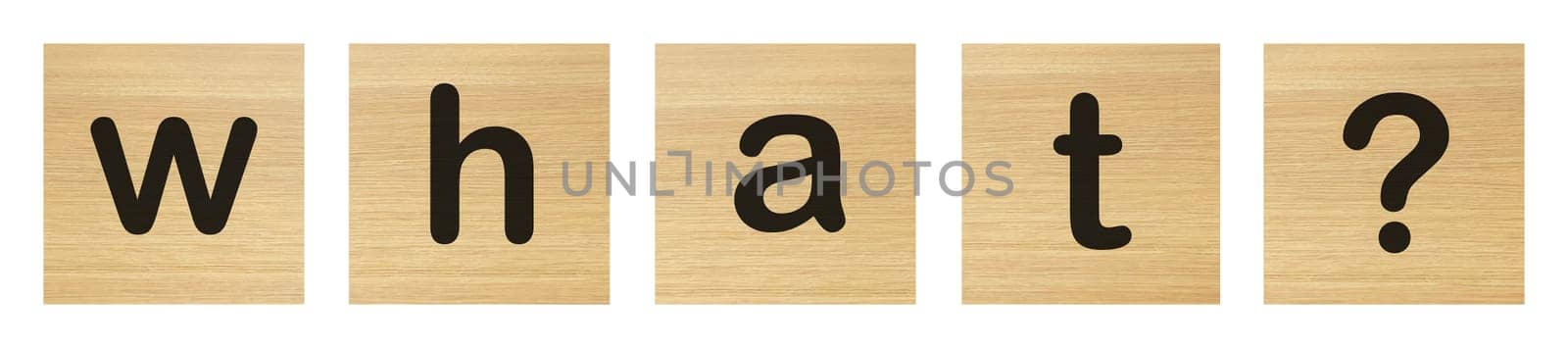 A what word with wood blocks on white