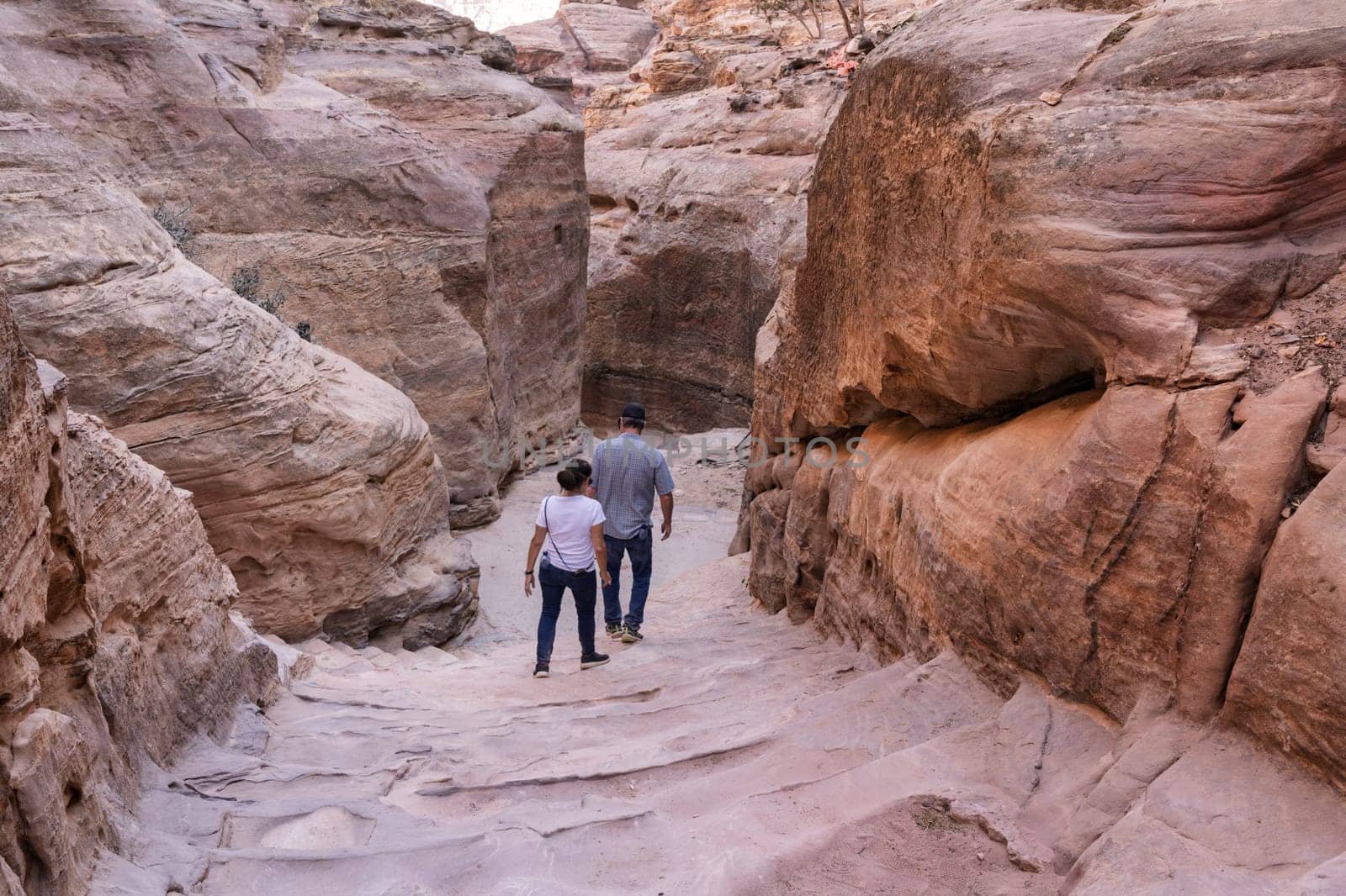 Narrow stairs and steps on trail to Ad Deir or the Monastery from Petra